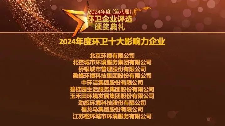 连续五年登榜丨zoty中欧体育官方网站环境荣膺“2024年度环卫十大影响力企业”